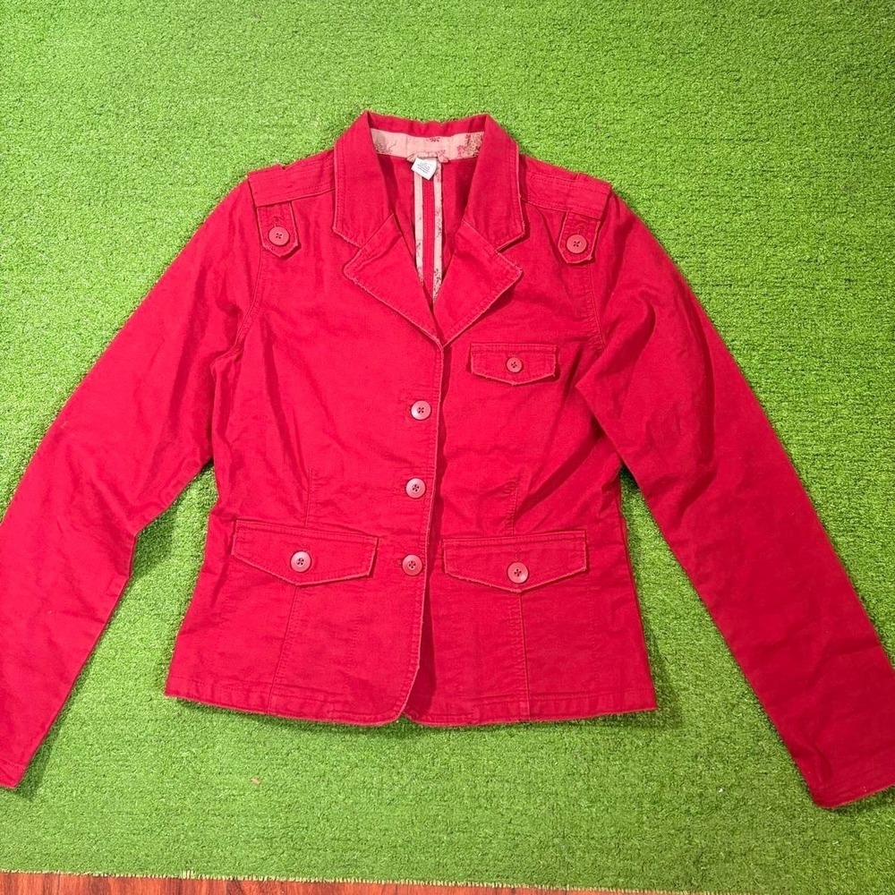 Vintage Y2K Old Navy 2004 Red Blazer Women's Coat Size M Cotton